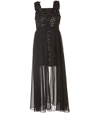 Xtraordinary Big Girls Tie-Shoulder Sequin-To-Chiffon Walk-Through Dress