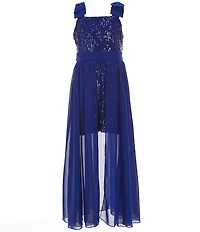 Xtraordinary Big Girls Tie-Shoulder Sequin-To-Chiffon Walk-Through Dress