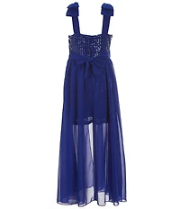 Xtraordinary Big Girls Tie-Shoulder Sequin-To-Chiffon Walk-Through Dress