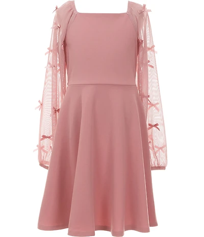 Xtraordinary Big Girls Bow-Accented-Sheer-Sleeve Dress