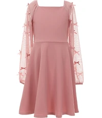 Xtraordinary Big Girls Bow-Accented-Sheer-Sleeve Dress