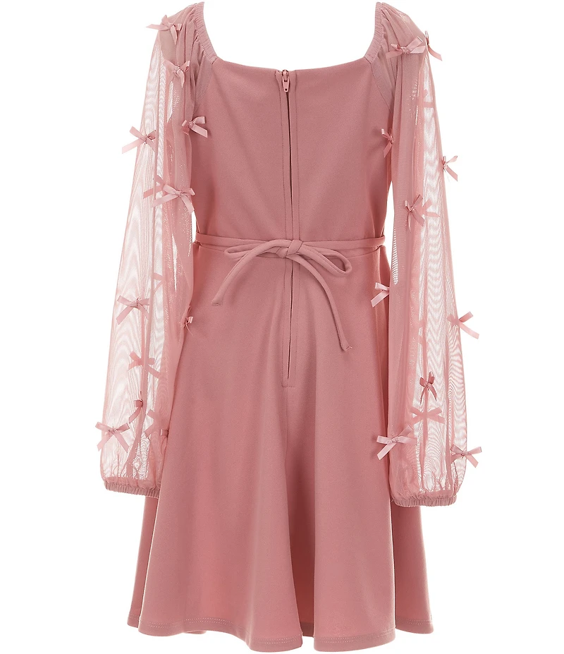 Xtraordinary Big Girls Bow-Accented-Sheer-Sleeve Dress