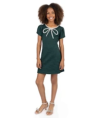 Xtraordinary Big Girls Bow Boucle Short Sleeve Dress