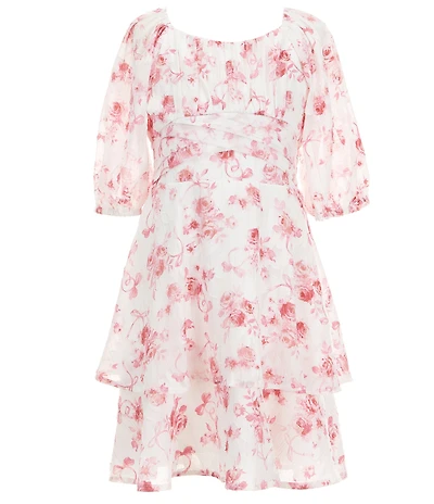 Xtraordinary Big Girls Elbow Sleeve Floral Printed Chiffon Dress