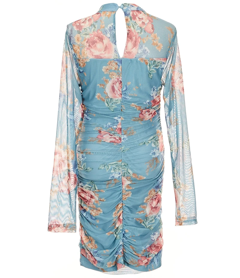 Xtraordinary Big Girls Floral Fitted Long Sleeve Dress
