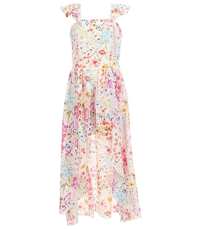 Xtraordinary Big Girls Flutter Sleeve Floral Walk Thru Romper Dress