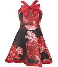 Xtraordinary Big Girls Floral Print Bow Front A-Line Dress