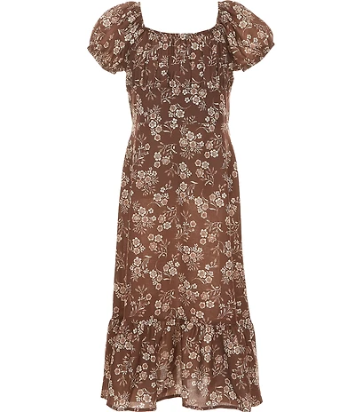 Xtraordinary Big Girls Short Sleeve Floral Printed Midi Dress