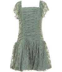 Xtraordinary Big Girls Flutter-Sleeve Lace Drop-Waist Bubble-Hem Dress