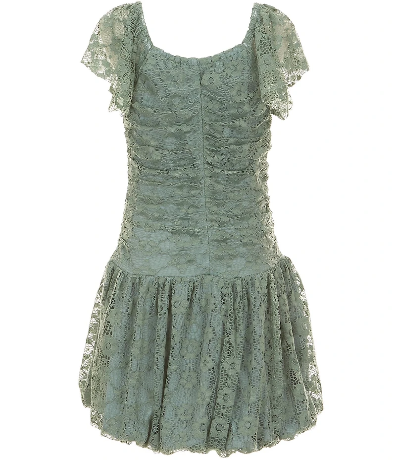 Xtraordinary Big Girls Flutter-Sleeve Lace Drop-Waist Bubble-Hem Dress
