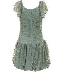 Xtraordinary Big Girls Flutter-Sleeve Lace Drop-Waist Bubble-Hem Dress