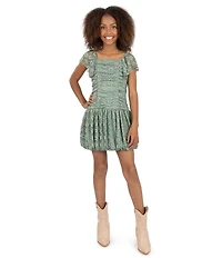 Xtraordinary Big Girls Flutter-Sleeve Lace Drop-Waist Bubble-Hem Dress