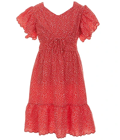Xtraordinary Big Girls Flutter-Sleeve Polka-Dot Dress