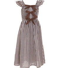 Xtraordinary Big Girls Flutter-Sleeve Smocked Gingham Dress
