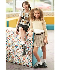Xtraordinary Big Girls Long-Sleeve Crocheted Cropped Sweater & Solid Sleeveless Tank Top Set