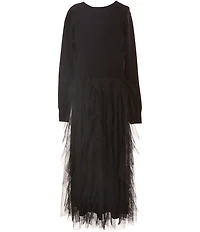 Xtraordinary Big Girls Long Sleeve Sweater Maxi Tulle Dress