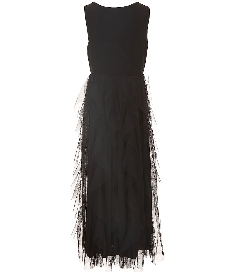 Xtraordinary Big Girls Long Sleeve Sweater Maxi Tulle Dress