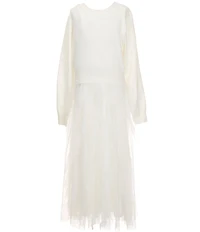Xtraordinary Big Girls Long Sleeve Sweater Maxi Tulle Dress