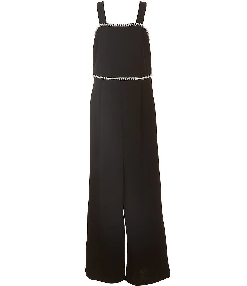 Xtraordinary Big Girls Pearl Trim Sleeveless Jumpsuit
