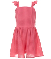 Xtraordinary Big Girls Ruffle Shoulder Monochrome Gingham Romper
