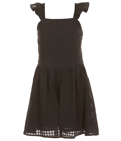 Xtraordinary Big Girls Ruffle Shoulder Monochrome Gingham Romper