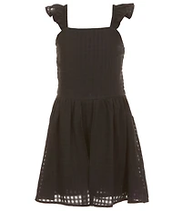Xtraordinary Big Girls Ruffle Shoulder Monochrome Gingham Romper