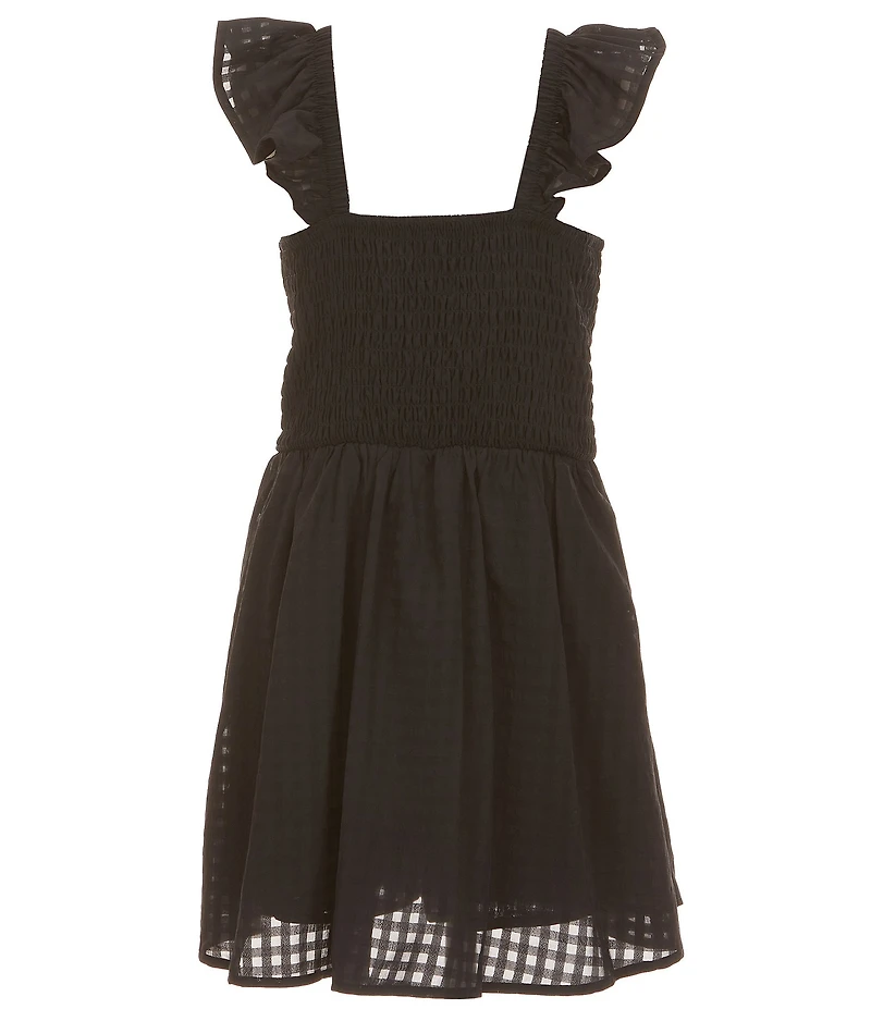 Xtraordinary Big Girls Ruffle Shoulder Monochrome Gingham Romper