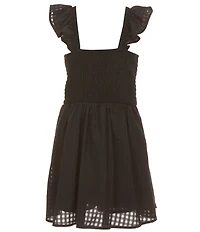 Xtraordinary Big Girls Ruffle Shoulder Monochrome Gingham Romper