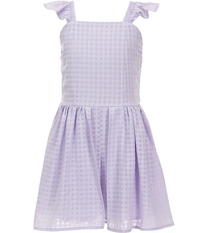 Xtraordinary Big Girls Ruffle Shoulder Monochrome Gingham Romper
