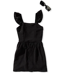 Xtraordinary Big Girls Ruffle Shoulder Monochrome Gingham Romper