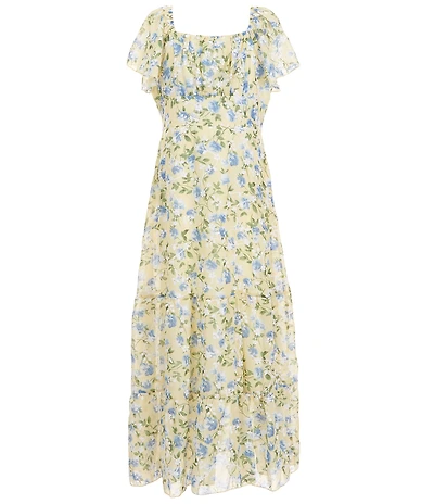 Xtraordinary Big Girls Flutter Sleeve Tiered Floral Maxi Dress and Embellished Purse