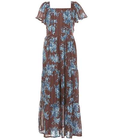 Xtraordinary Big Girls Short Sleeve Floral Print Maxi Dress