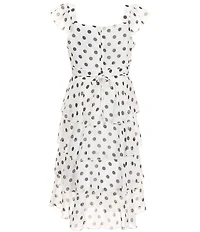 Xtraordinary Big Girls Flutter Sleeve Polka-dot Midi Tiered Dress With Purse