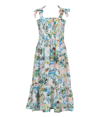 Xtraordinary Big Girls Sleeveless Bow Floral Printed Pleated Maxi Dress