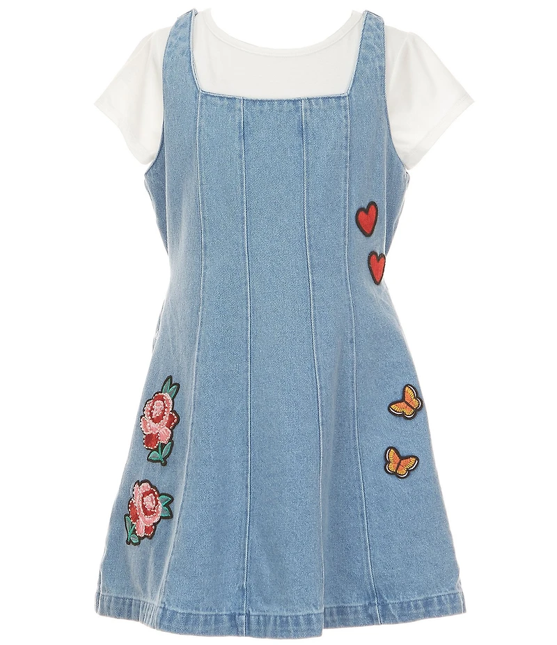 Xtraordinary Big Girls Sleeveless Denim A-Line Dress & Short-Sleeve Solid T-Shirt Set
