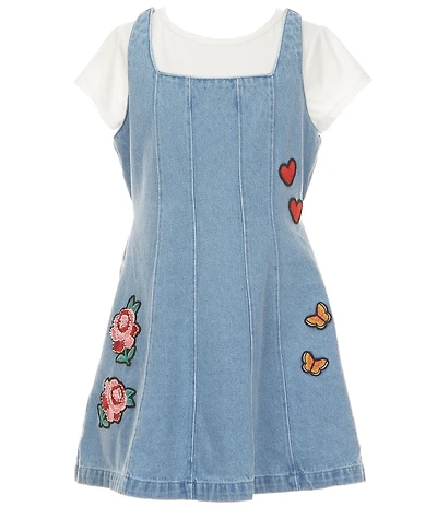 Xtraordinary Big Girls Sleeveless Denim A-Line Dress & Short-Sleeve Solid T-Shirt Set