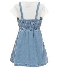 Xtraordinary Big Girls Sleeveless Denim A-Line Dress & Short-Sleeve Solid T-Shirt Set