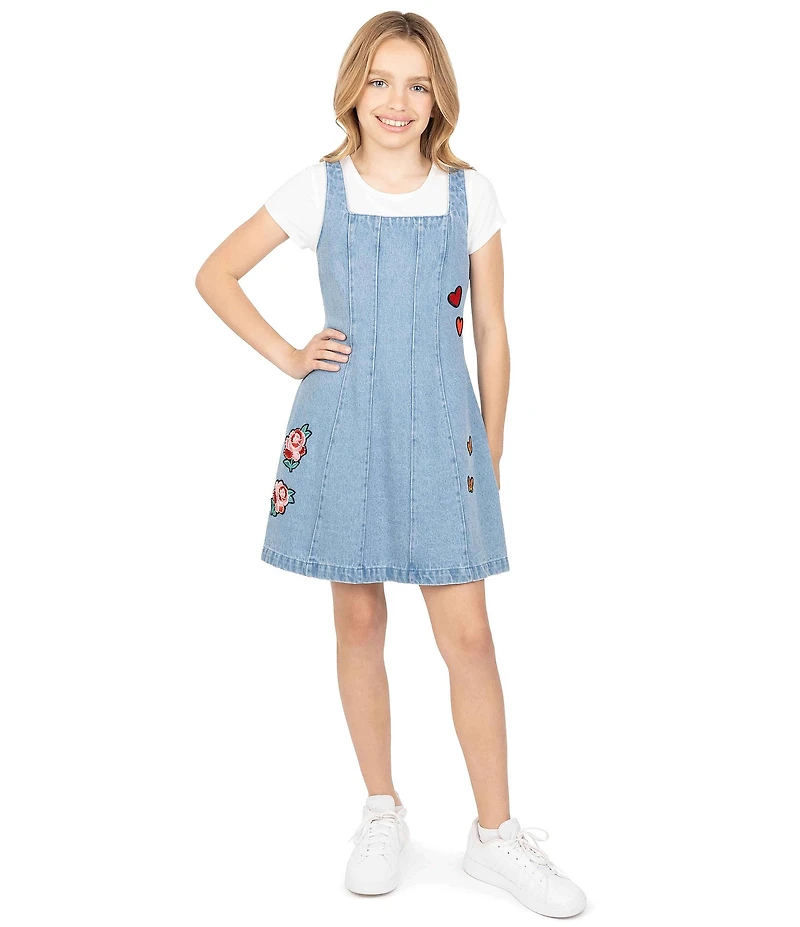 Xtraordinary Big Girls Sleeveless Denim A-Line Dress & Short-Sleeve Solid T-Shirt Set