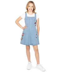 Xtraordinary Big Girls Sleeveless Denim A-Line Dress & Short-Sleeve Solid T-Shirt Set