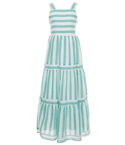 Xtraordinary Big Girls Sleeveless Horizontal/Vertical Striped Ruffled Tiered Maxi Dress
