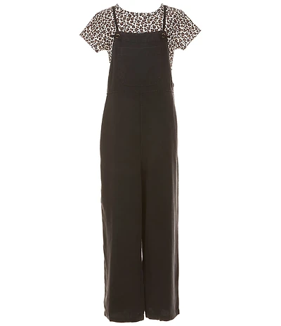 Xtraordinary Big Girls Sleeveless Jumpsuit & Short Sleeve Leopard Print T-Shirt Set
