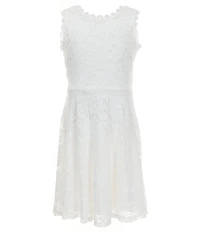 Xtraordinary Big Girls Sleeveless Patterned Lace A-Line Dress