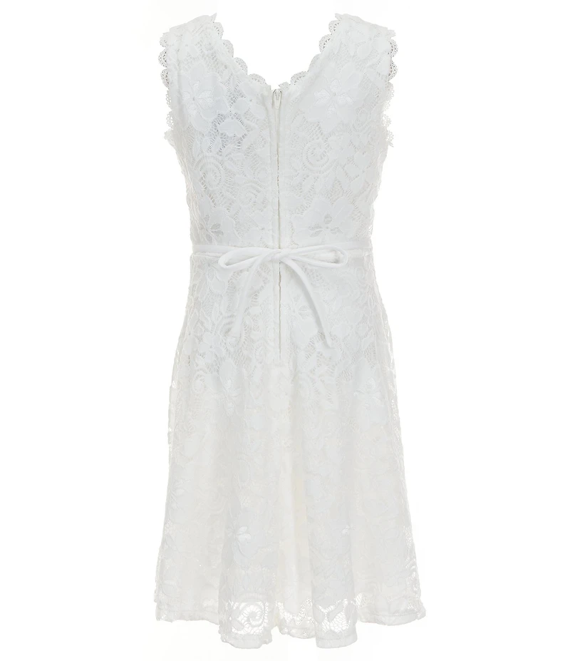 Xtraordinary Big Girls Sleeveless Patterned Lace A-Line Dress