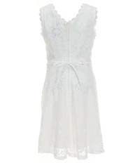 Xtraordinary Big Girls Sleeveless Patterned Lace A-Line Dress