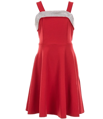 Xtraordinary Big Girls Sleeveless Rhinestone-Trimmed Scuba Crepe Dress