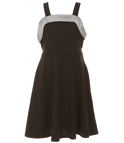 Xtraordinary Big Girls Sleeveless Rhinestone Trimmed Scuba Crepe Dress