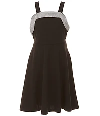 Xtraordinary Big Girls Sleeveless Rhinestone Trimmed Scuba Crepe Dress