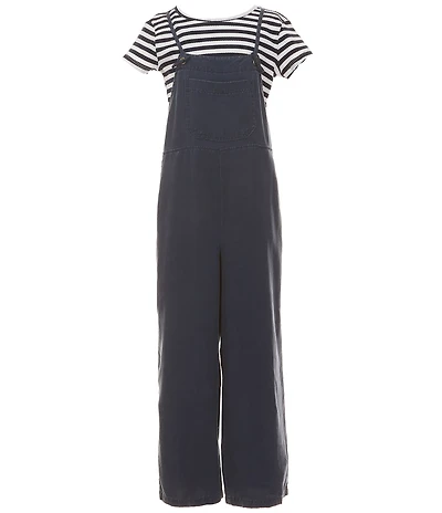 Xtraordinary Big Girls Sleeveless Solid Jumpsuit & Short Sleeve Stripe T-Shirt Set