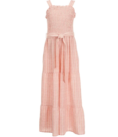 Xtraordinary Big Girls Square Neck Sleeveless Smocked Jumpsuit