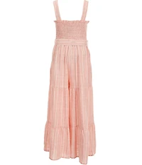 Xtraordinary Big Girls Square Neck Sleeveless Smocked Jumpsuit